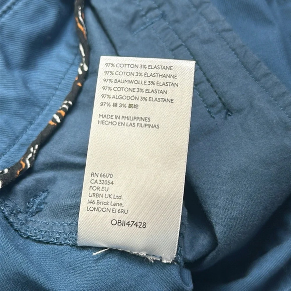 Anthropologie Women’s Size 12 Teal Ellie Embroidered Pockets Utility Pants Belt - Picture 13 of 16